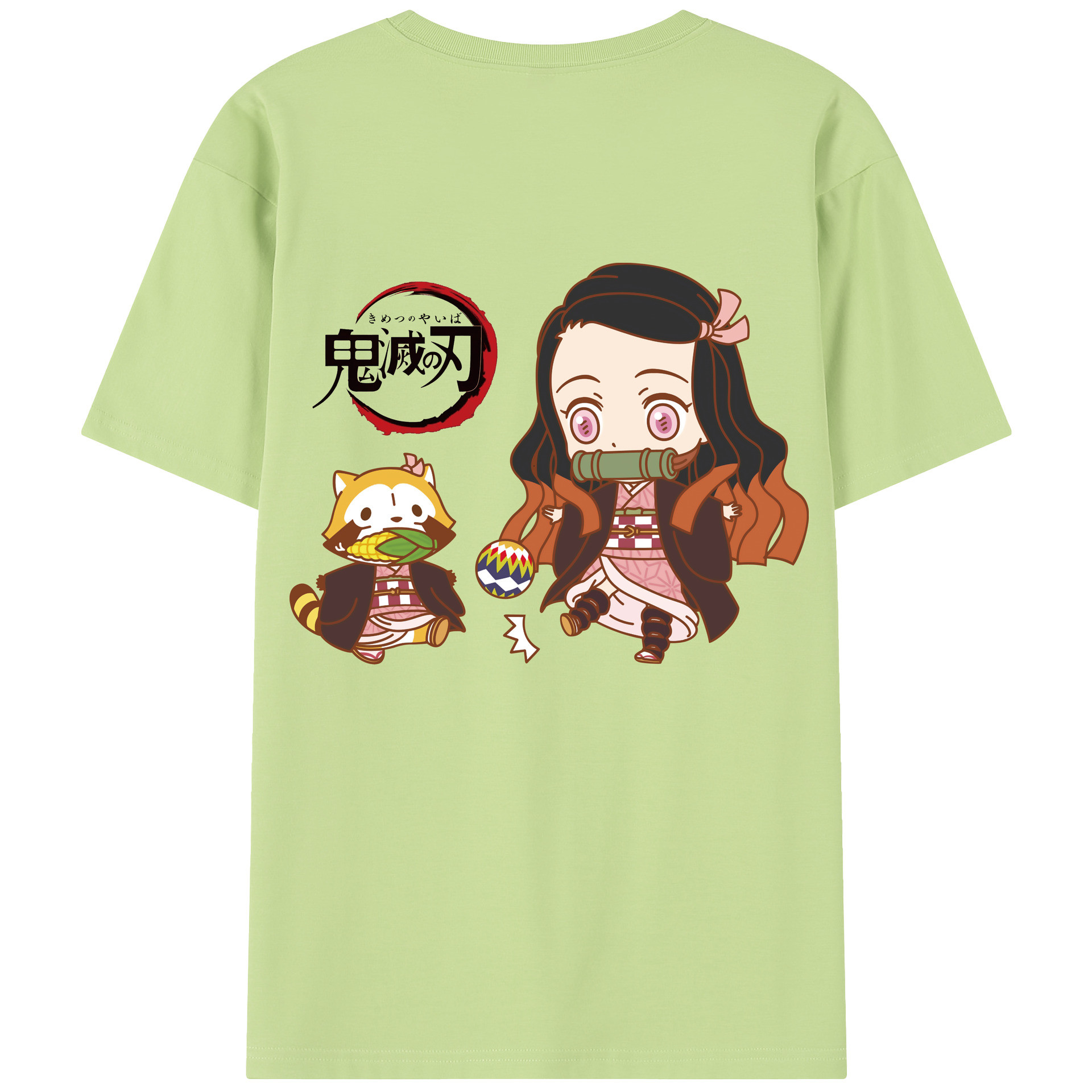 （画像用） 鬼滅の刃（きめつのやいば）竈門 禰󠄀豆子／かまど ねずこ Kamado Nezuko 綿100％半袖Tシャツ（背面プリント）